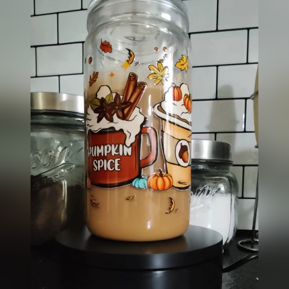 Pumpkin Spice Themed Glass Jar